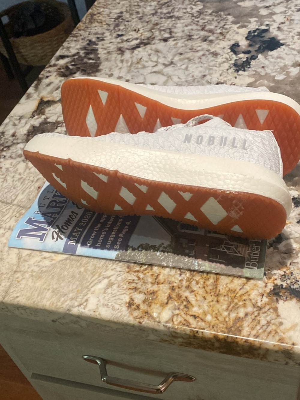NOBULL Women’s White Knit Training Shoes with Orange Outsole
